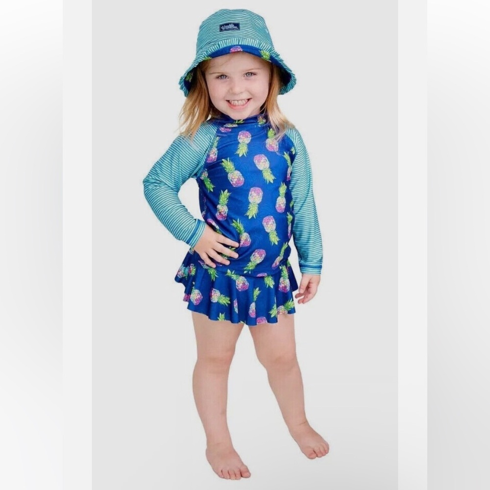 UV Skinz Girls 3-Piece Swimwear Set with Reversible Sun Hat
